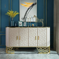 Modern White Buffet Table With Hexagon Pattern / Lixra