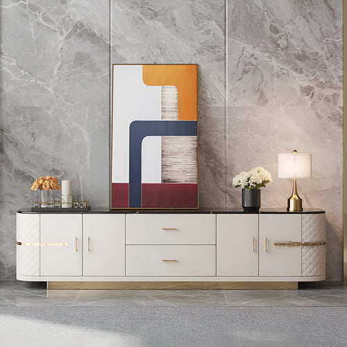 Modern Marble TV Stand With Metal Base / Lixra