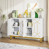 Functional Beauty Wood Buffet Cabinet With Gold-line Handles / Lixra