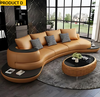 Italian Designed Solid Wooden Leather Curved Sofa Set / Lixra