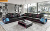 Leather LED L Shaped Sectional Sofa With Storage / Lixra