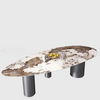 Marble Top Oval Shaped Dining Table Set / Lixra