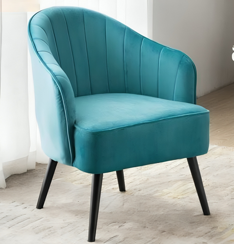 Fabric Upholstered Accent Chair with Wooden Legs / Lixra