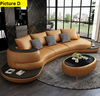 Solid Wooden Leather Curved Sofa Set / Lixra