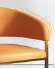 Set Of 6 Golden Finish Leather Dining Chairs / Lixra
