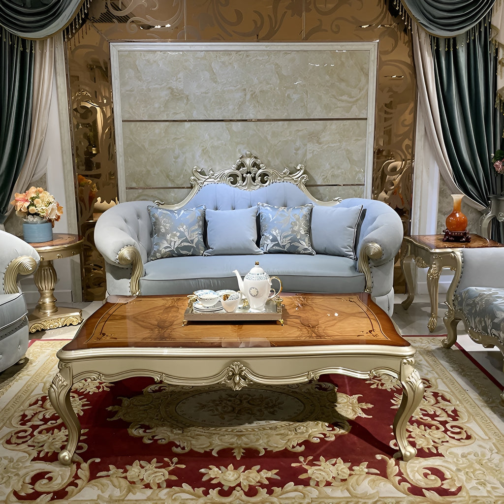 Antique Design Velvet Fabric European Sofa Set - Lixra.com