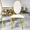 Golden Finish Leather Dining Chairs Set / Lixra