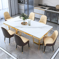 Rectangular Polished Marble Dining Table Set / Lixra