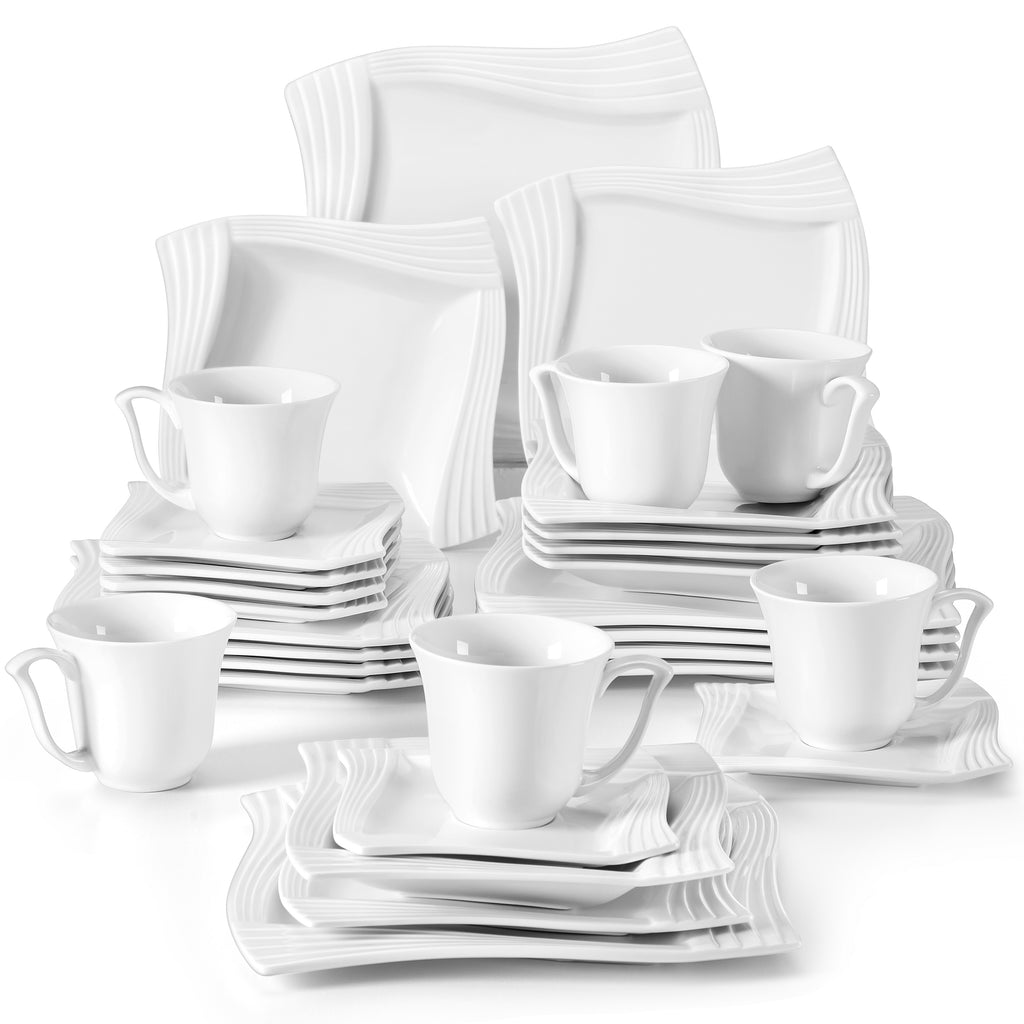 White Ceramic Resplendent Dinnerware Set / Lixra