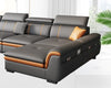 Contrasting Leather Sectional Couch With Adjustable Headrest / Lixra