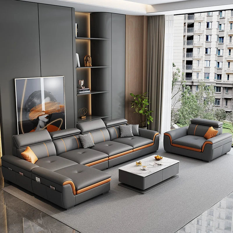 Stylish Leather Sectional Sofa / Lixra