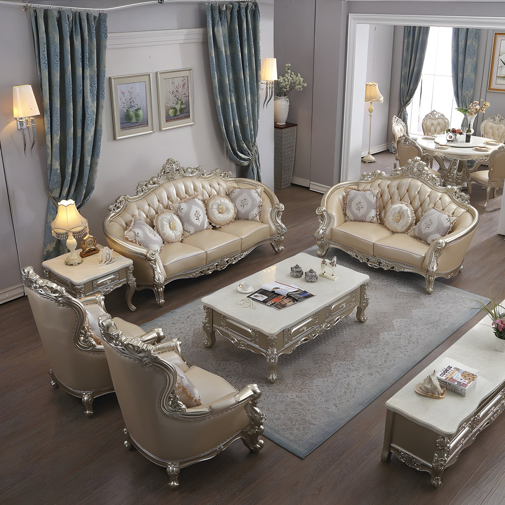 4-Piece Liville Royal European Leather Sofa Set / Lixra