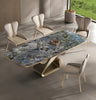 Metal Base Marble-Infused Dining Table Set / Lixra
