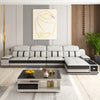 Built-in Storage Solid Wood Leather Sectional Sofa / Lixra