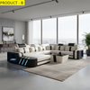 Contemporary Design Leather LED Sectional Sofa / Lixra