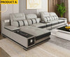 Built-in Storage Solid Wood Leather Sectional Sofa / Lixra