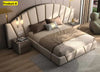 Golden Accents Leather Bed With Built-In Charging Ports / Lixra