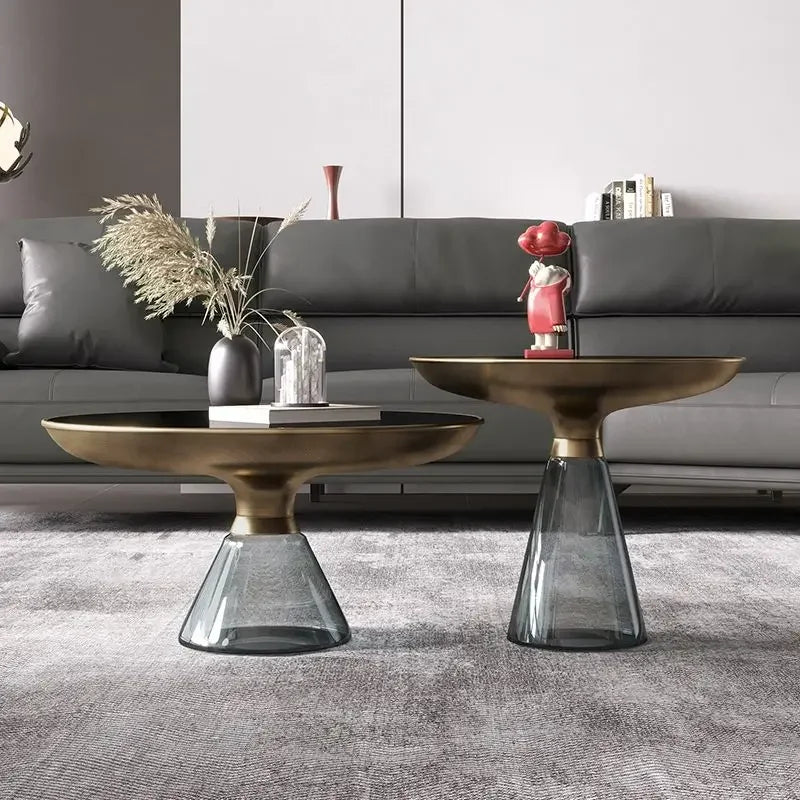 Metal Tray Style Top Coffee Table With Side Table / Lixra