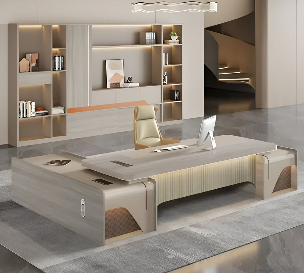 Dual-Color Modern LED Computer Desk / Lixra