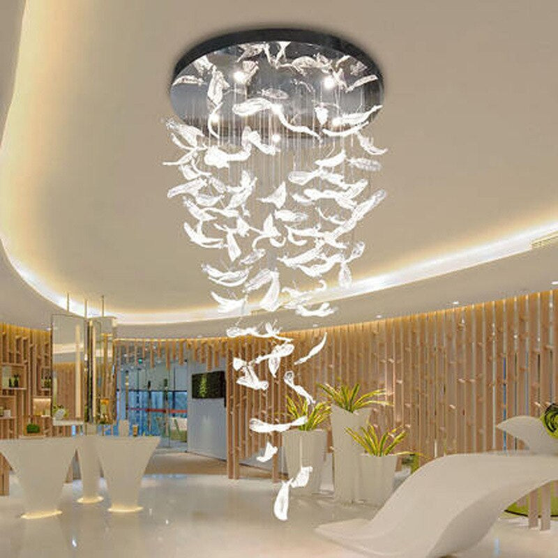 Leaf Shaped Modern LED Glass Chandelier