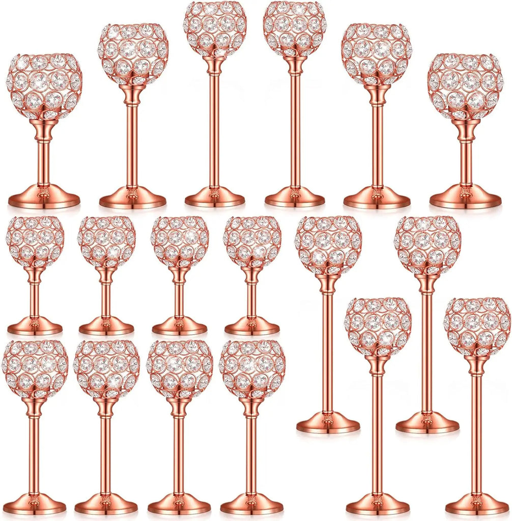 Dignified Sparkle 18 pieces Crystal Candle Holder Centerpieces / Lixra
