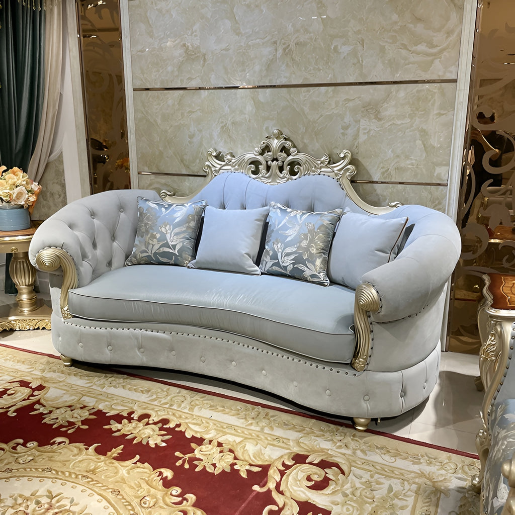 Antique Design Velvet Fabric European Sofa Set - Lixra.com