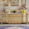 Grand Golden Wooden Hutch Or Buffet Table With Marble Top  / Lixra