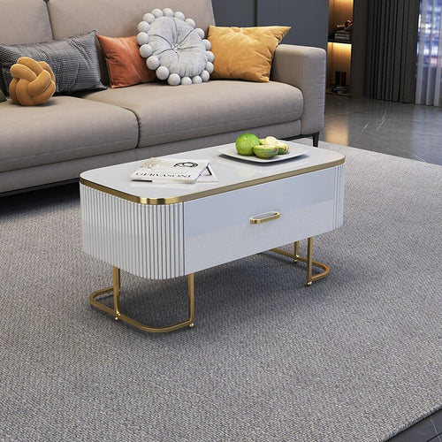 Panel Design Wooden Coffee Table With Metal Legs / Lixra