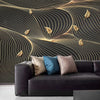 Luxury Abstract Lines Geometric Wallpaper With Leaf Design / Lixra