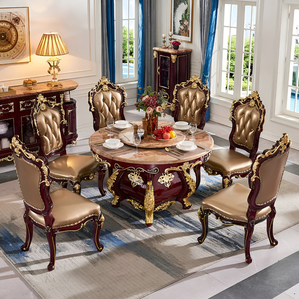Brusten European Round Marble Dining Table Set / Lixra