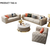 Luxurious Tufted Back Leather Sofa Set