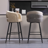 Set of 3 Leather Upholstered High Raised Bar Stools / Lixra
