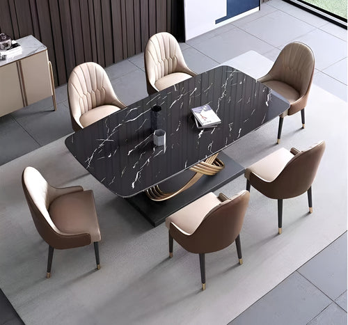 Stylish Marble Dining Table Set with Chairs / Lixra