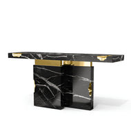 Marble-Top Accent Table with Metal Sheet / Lixra