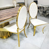 Golden Finish Leather Dining Chairs Set / Lixra