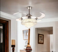 Opulent Crystal Chandelier With Retractile Fan / Lixra