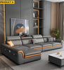 Contrasting Leather Sectional Couch With Adjustable Headrest / Lixra