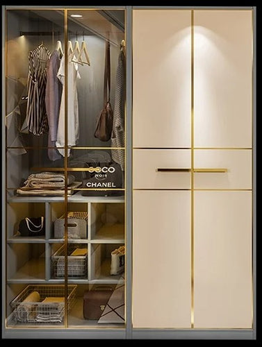 Light Luxury Storage Wooden & Glass Door Wardrobe / Lixra
