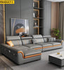 Contrasting Leather Sectional Couch With Adjustable Headrest / Lixra