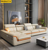 Contrasting Leather Sectional Couch With Adjustable Headrest / Lixra