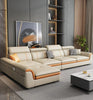 Contrasting Leather Sectional Couch With Adjustable Headrest / Lixra