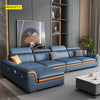 Contrasting Leather Sectional Couch With Adjustable Headrest / Lixra