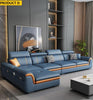 Contrasting Leather Sectional Couch With Adjustable Headrest / Lixra