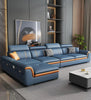 Contrasting Leather Sectional Couch With Adjustable Headrest / Lixra