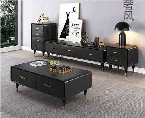 Timeless Elegant Black & Gold Side Tables/ Lixra