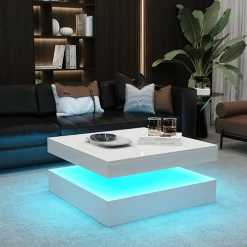 LED White Coffee Table With 16 Colors And Remote Control / Lixra