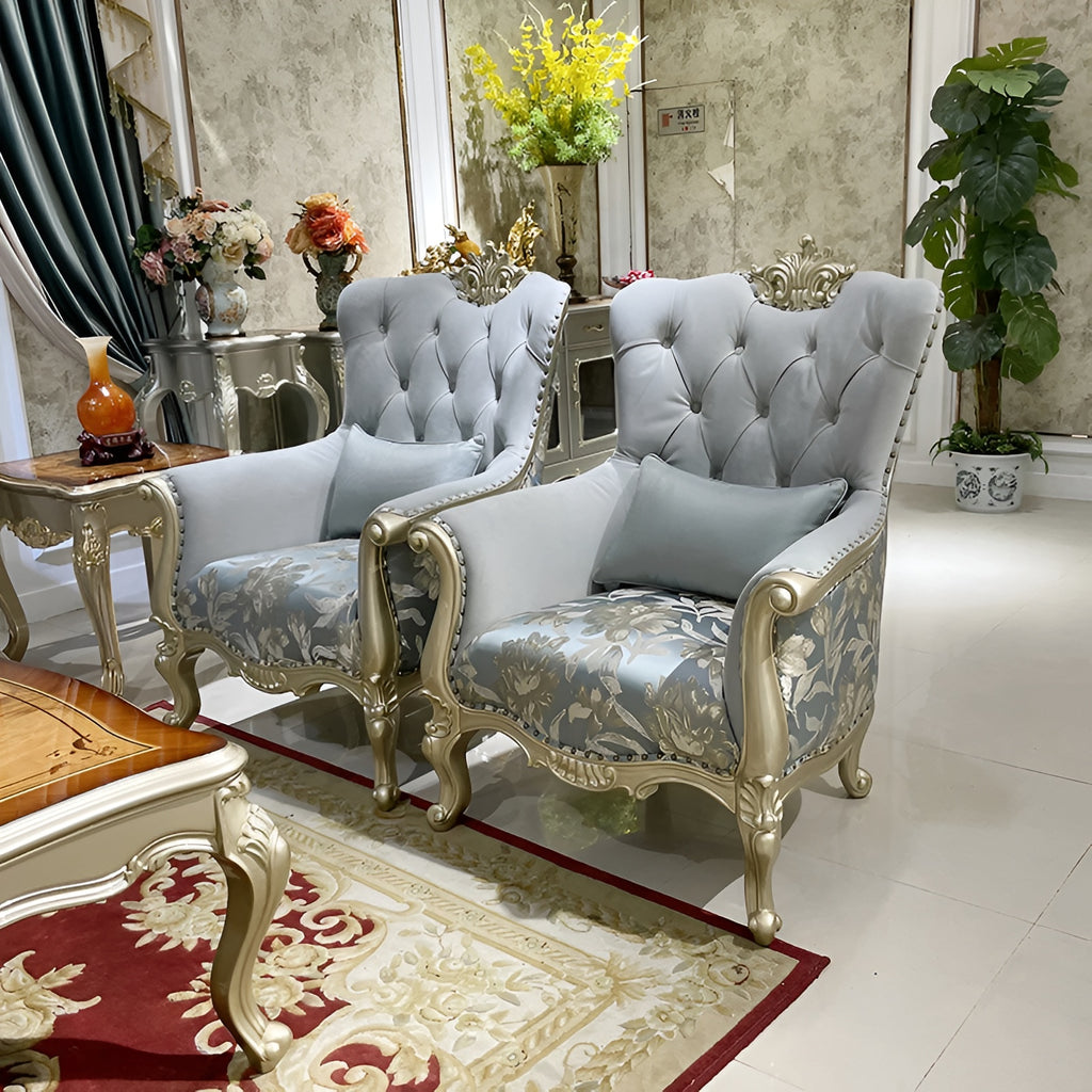 Antique Design Velvet Fabric European Sofa Set - Lixra.com