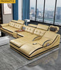 Elegant Leather Sectional Sofa Set With Multi-level Electric Massage & Smart HD Projector/ Lixra