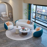 3-Piece Blue And White Leather Sofa Set / Lixra