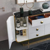 Glossy Polished Marble-Top White Buffet Table / Lixra